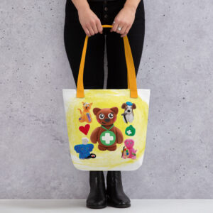 Nurse Bear and Friends Tote Bag Yellow Handle